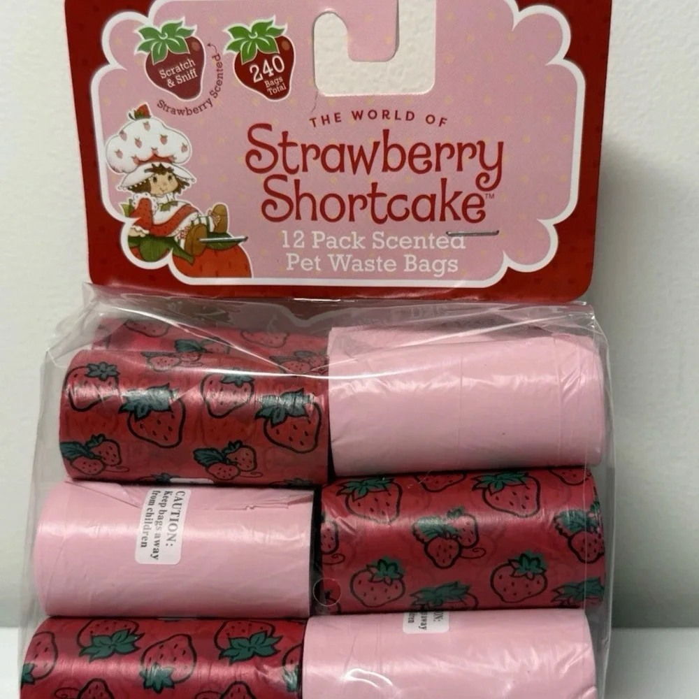 Strawberry Shortcake Scented Pet Waste Bags 240 Count Pink Red